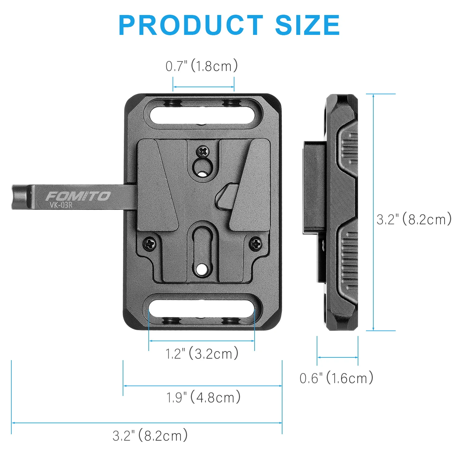 FOMITO V-Mount Aluminiowa Płytka Szybkozłączki Stacja Bazowa Śruba 1/4 Odpowiednia do Baterii V-Port F970 — zdjęcie produktu 6