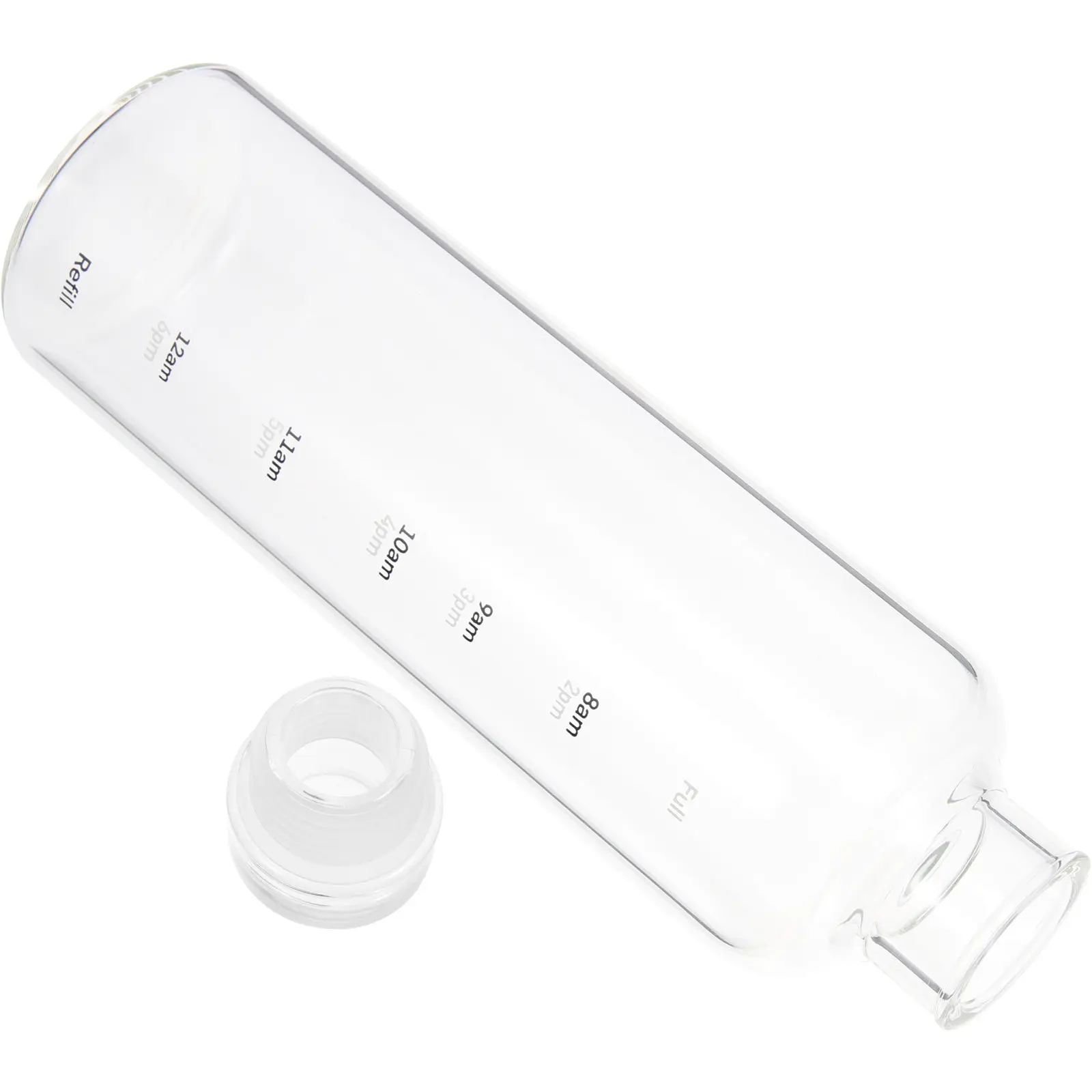 

Portable Glass Water Bottle Leakproof Sealing Lid Clear with Time Scale for Fitness Travel Camping Office Juice Container