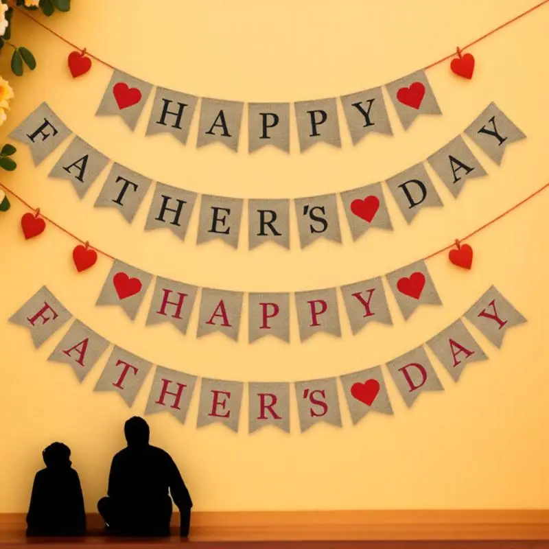 

Father's Day Pull Flag Black Burlap Banner Party Supplies Decorate Bunting Garland