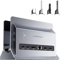 PULWTOP Vertical USB C Docking Station with 4K@60Hz HDMI, 3 USB, SD/TF, PD3.0, RJ45, 3.5mm Audio for MacBook Pro/Air,Laptop