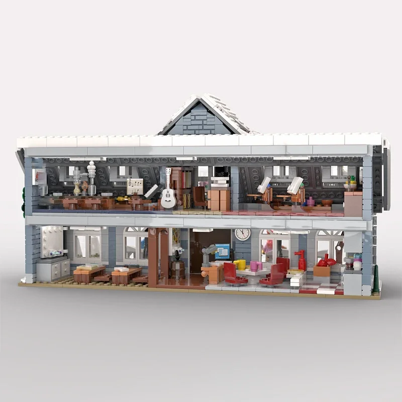 Stad Street View Model MOC Bouwstenen Het Winter Dorp School Modulaire Technologie Cadeau Vakantie Monteer Kinderen Speelgoed Pak