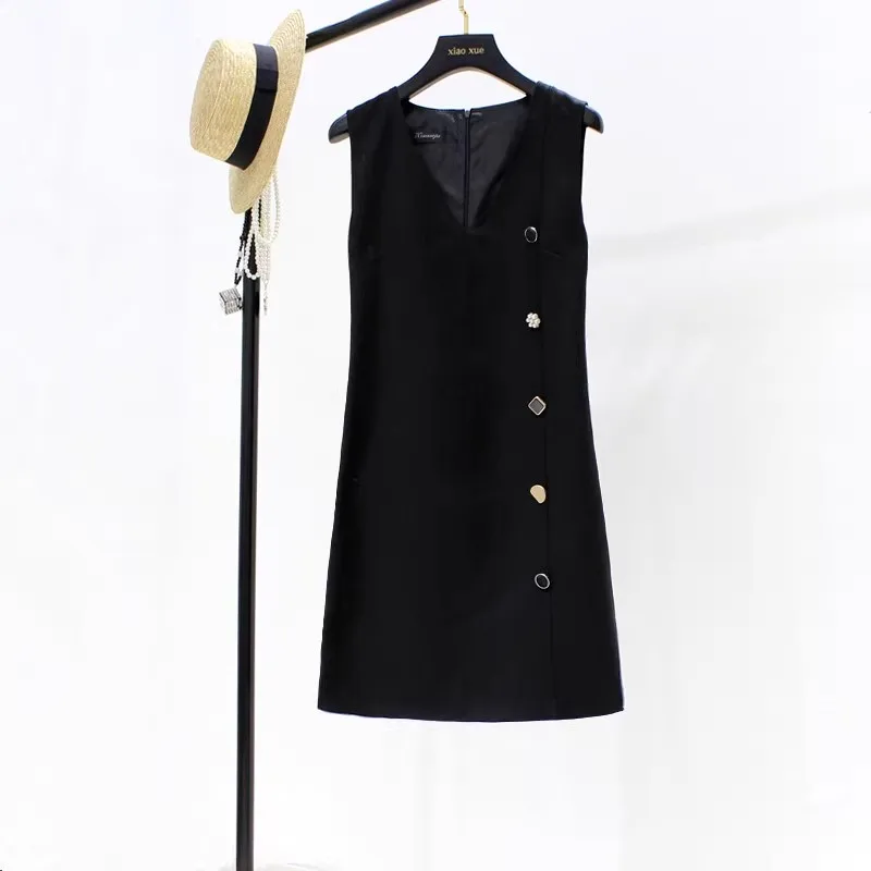 Autumn Winter New V-Neck Woolen A-Line Sleeveless Women's Vest Dress