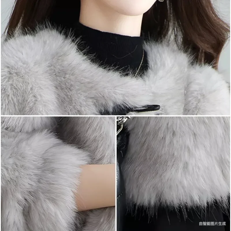 Elegant Coat. 2026 Autumn Winter New Women's Fashion Coat, Short Crew Neck, Youth Artificial Fur, Environmentally Friendly Mink.