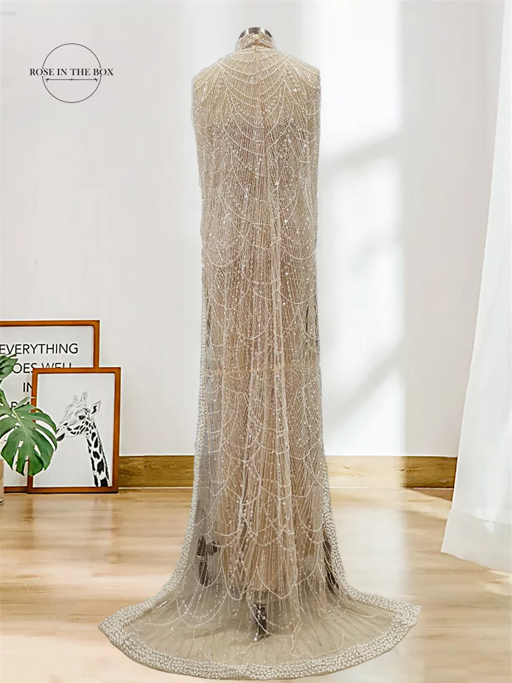 Dubai Arabic Designer Luxury Nude Mermaid Beaded Evening Dresses Long Cape Formal Gowns For Women Wedding Party 2023