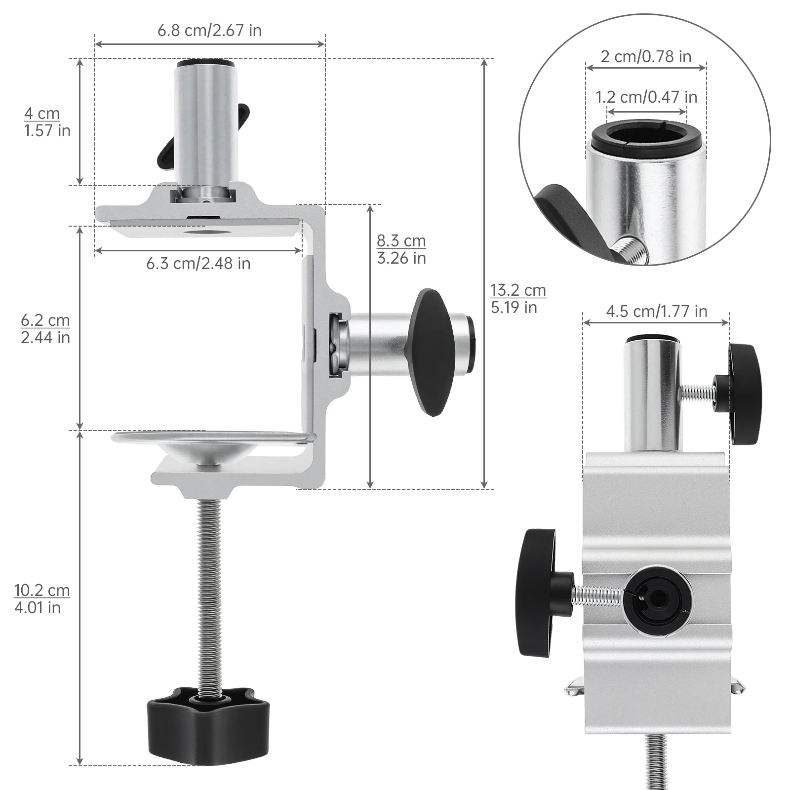 Heavy Duty Desk Clamp Large Metal Replacement Clamp for 1/2-Inch Base Magnifying Lamp Microphone Boom Arm, Desk Clamps