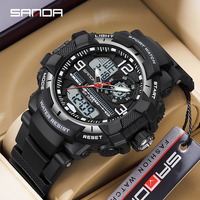 SANDA 6130 Dual Display Men Watches Waterproof Sport Watch Military Man Alarm Stopwatch Quartz Wristwatch Men LED Digital Clock