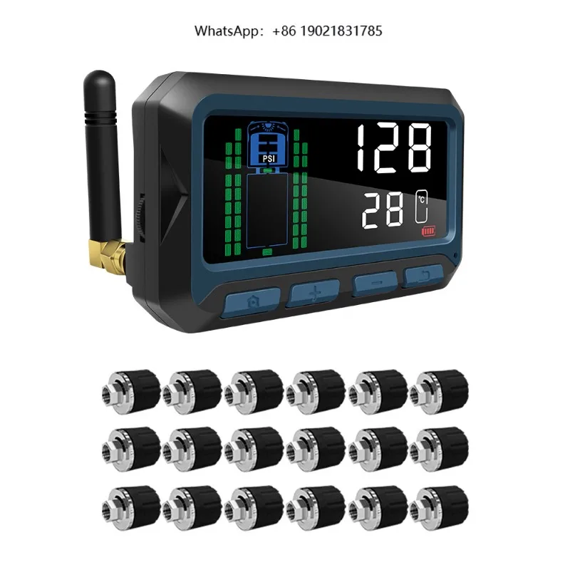 RS232 output truck tire pressure monitoring system with 18 external sensors for 18 tire external tire gauges