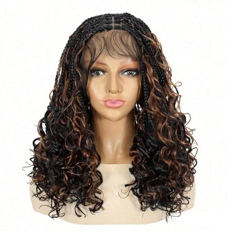 

16inch Full Lace Handmade Glueless Boho Knotless Box Braid Wig Short Lightweight Synthetic Wig For Women Valentine's Day