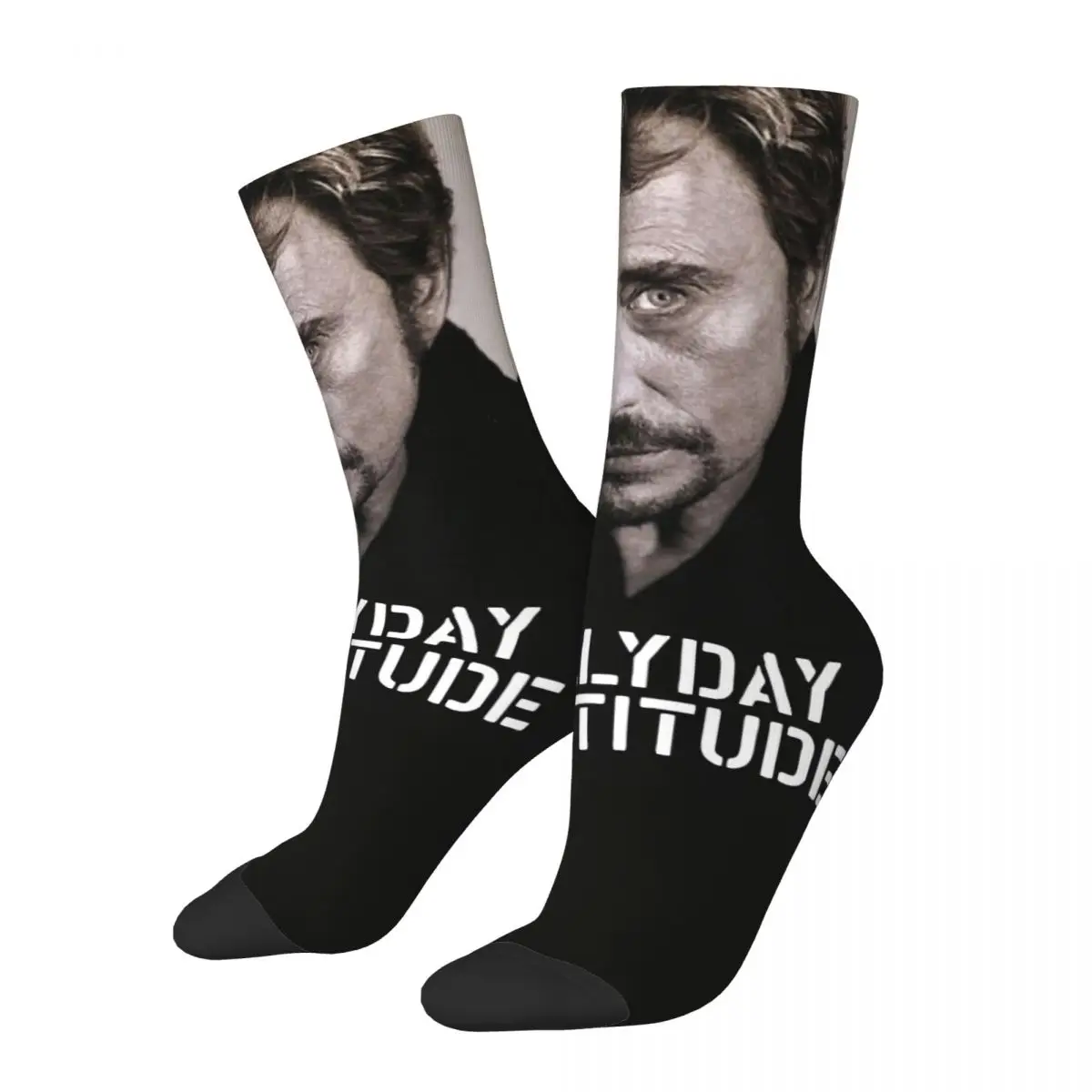 

Johnny Hallyday Socks Men's Women's Casual Rock Music French Singer Socks Harajuku Spring Summer Autumn Winter Middle Tube Socks