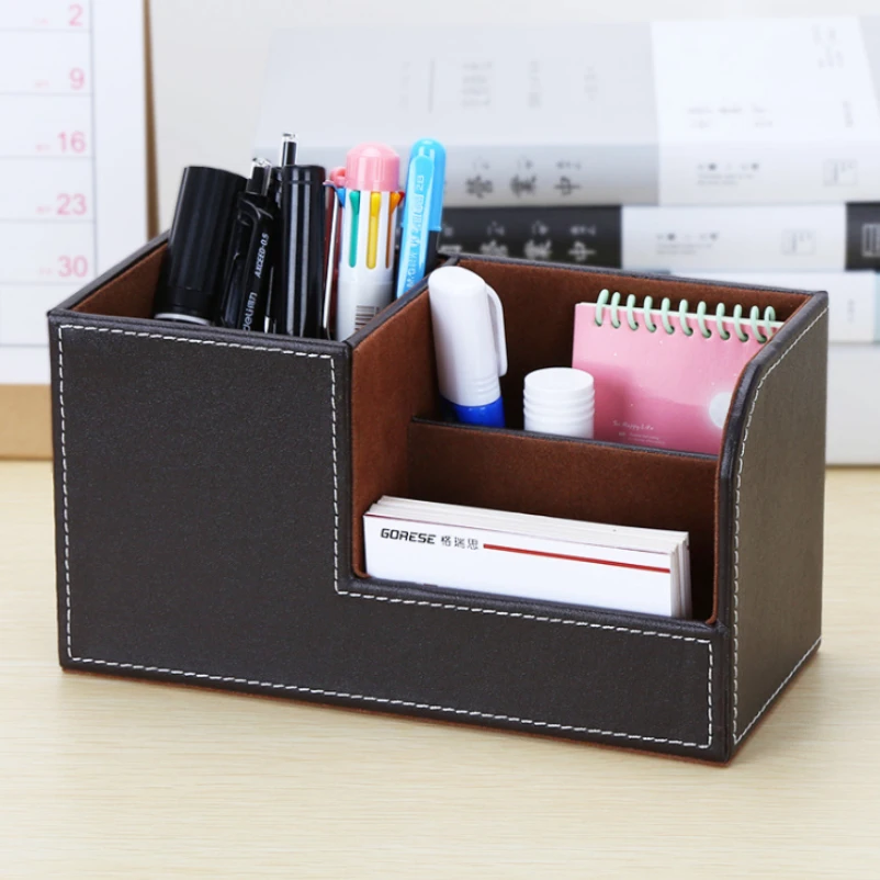 Leather desktop organizer, glasses, jewelry, watch, desktop, home office, storage bucket, storage box, pen holder, gift