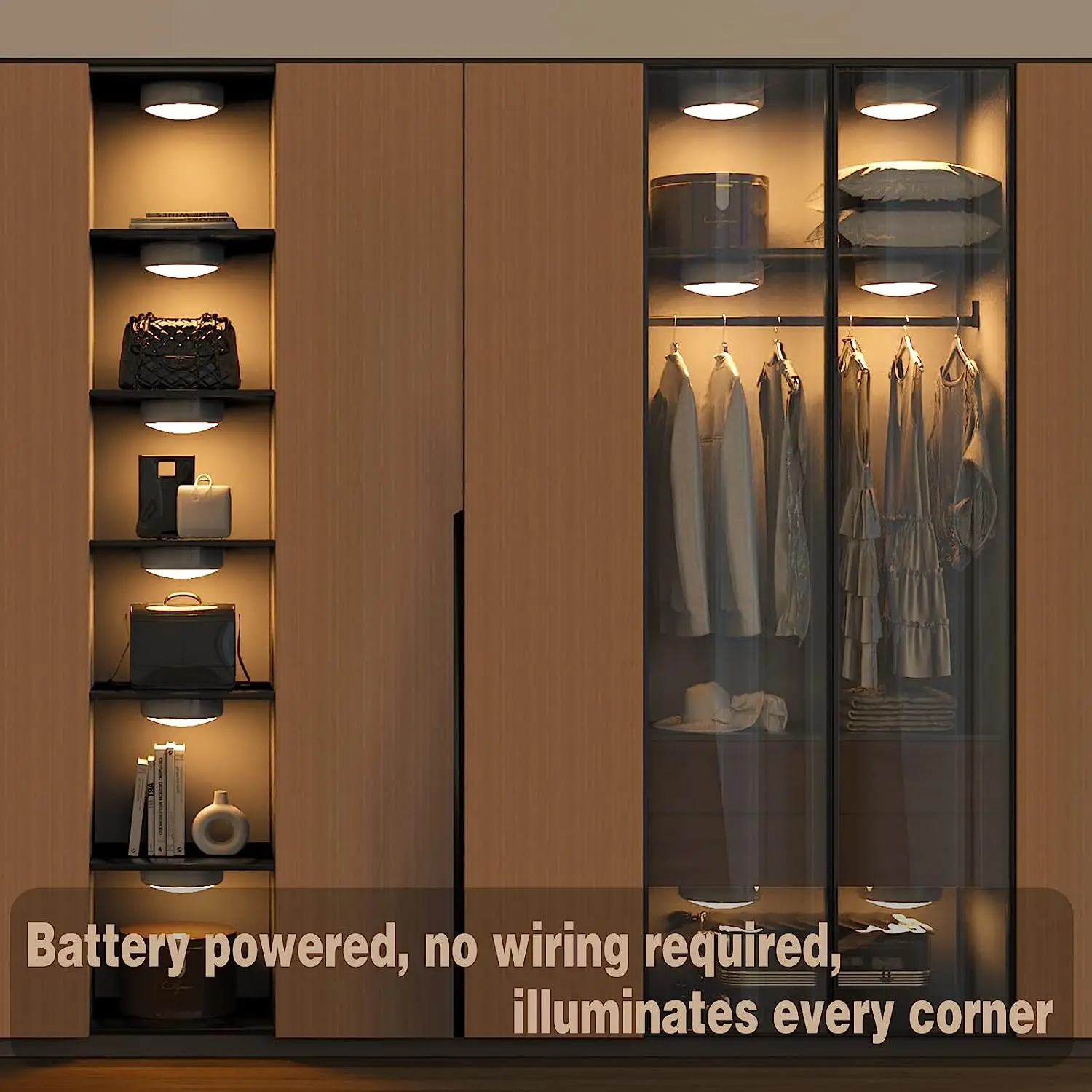 LED Puck Light RGB 13 Colors Night Light Battery Powered with Remote and Touch Control for Bedroom, Under Cabinet Light, Kitchen