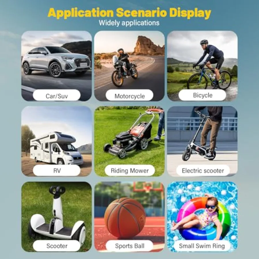 ضاغط هواء محمول 150 رطل لكل بوصة مربعة منفاخ لإطارات السيارة مع 5 أوضاع إضاءة LED إشارة SOS مثالية لإطارات السيارات والدراجات النارية والرياضة B