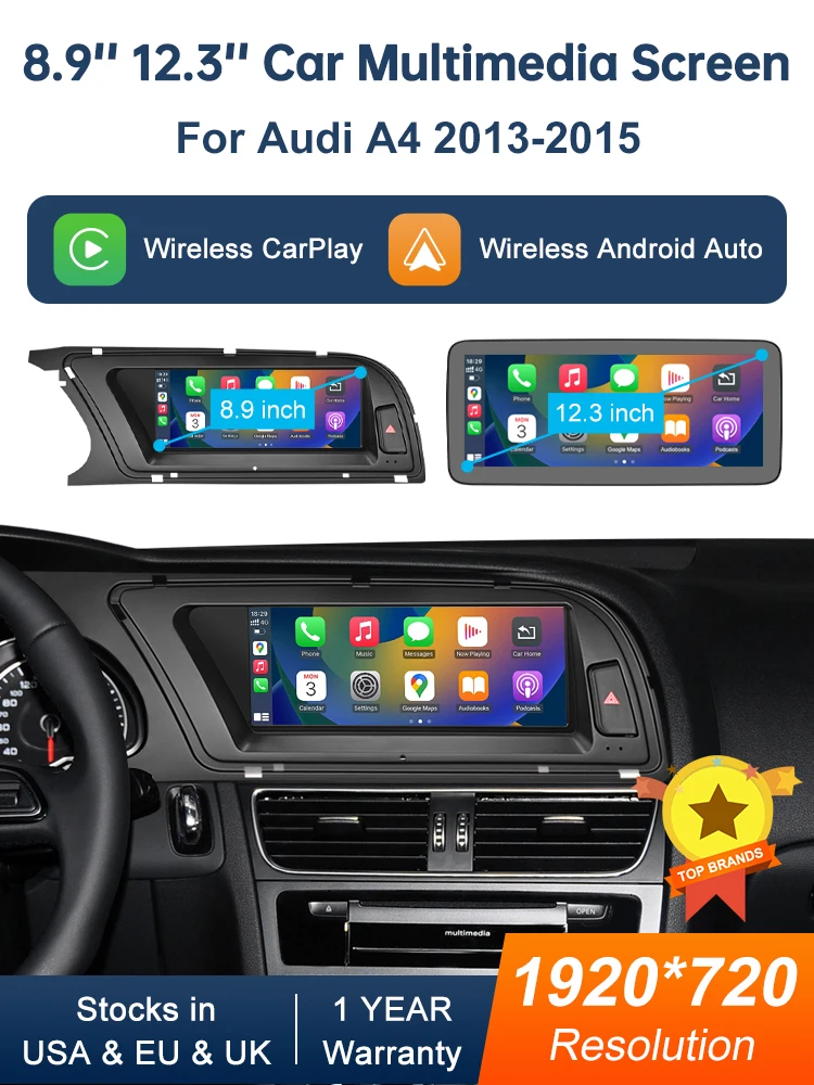 8,9 Zoll 12,3 Zoll Multimedia Display Touchscreen Für Audi A4 S4 2013-2015 Airplay Miracast Funktion Drahtlose Carplay Android Auto