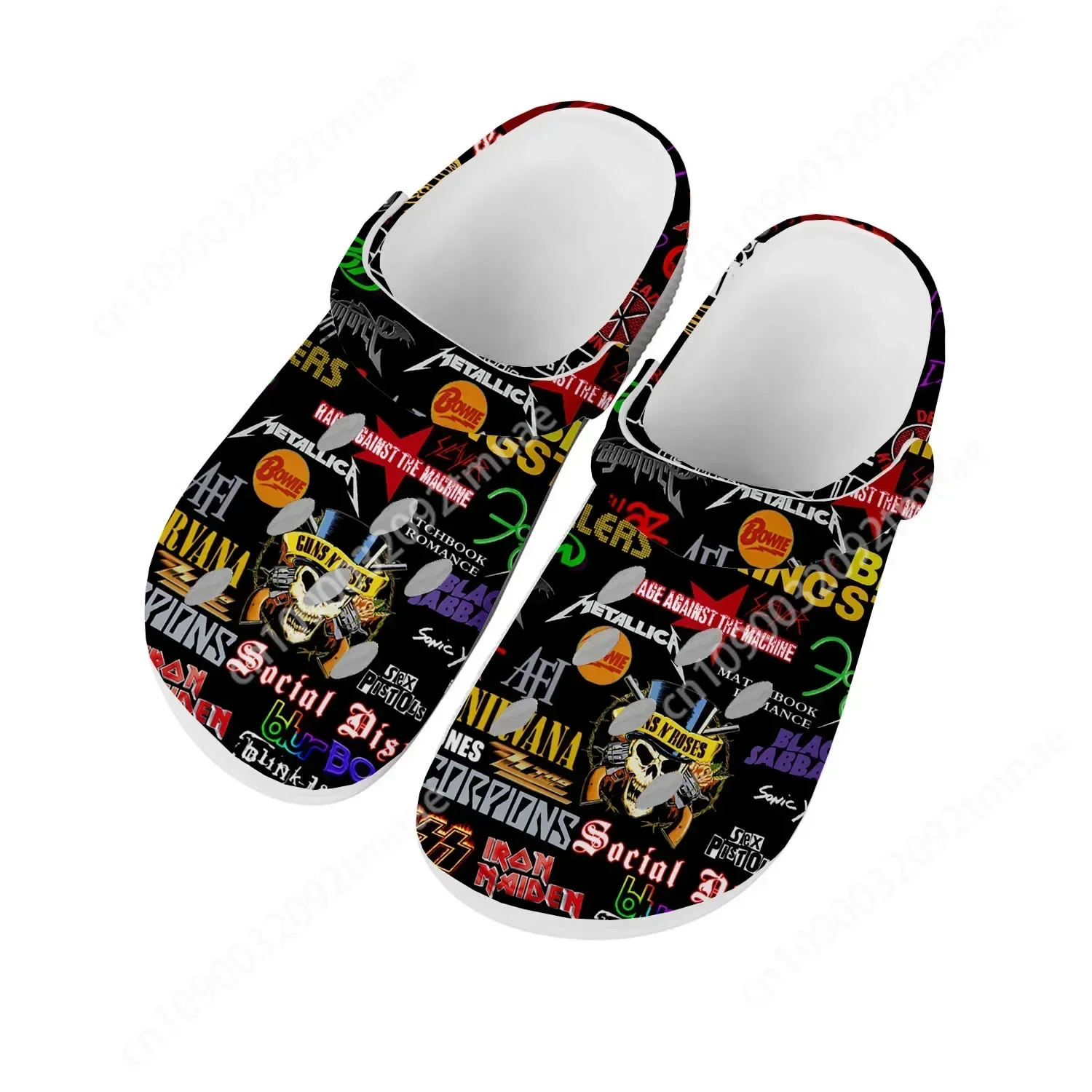 Rock Band Collage Pop Home Clogs Custom Water Shoes Mens Womens Teenager Shoe Garden Clog Breathable Beach Hole Slippers White