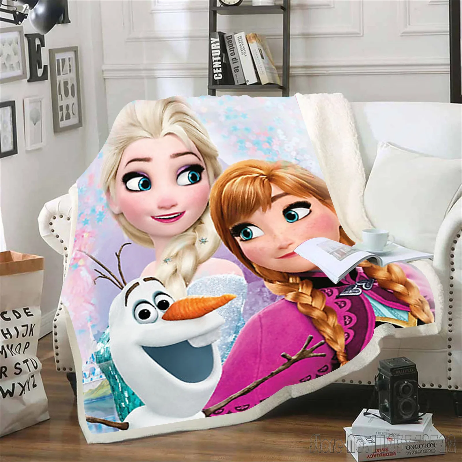 Manta de princesa Elsa de Frozen de Disney para niños, manta moderna personalizada con dibujos animados para el hogar, decoración para sofá cama, mantas de lana para siesta, regalo para niños y niñas