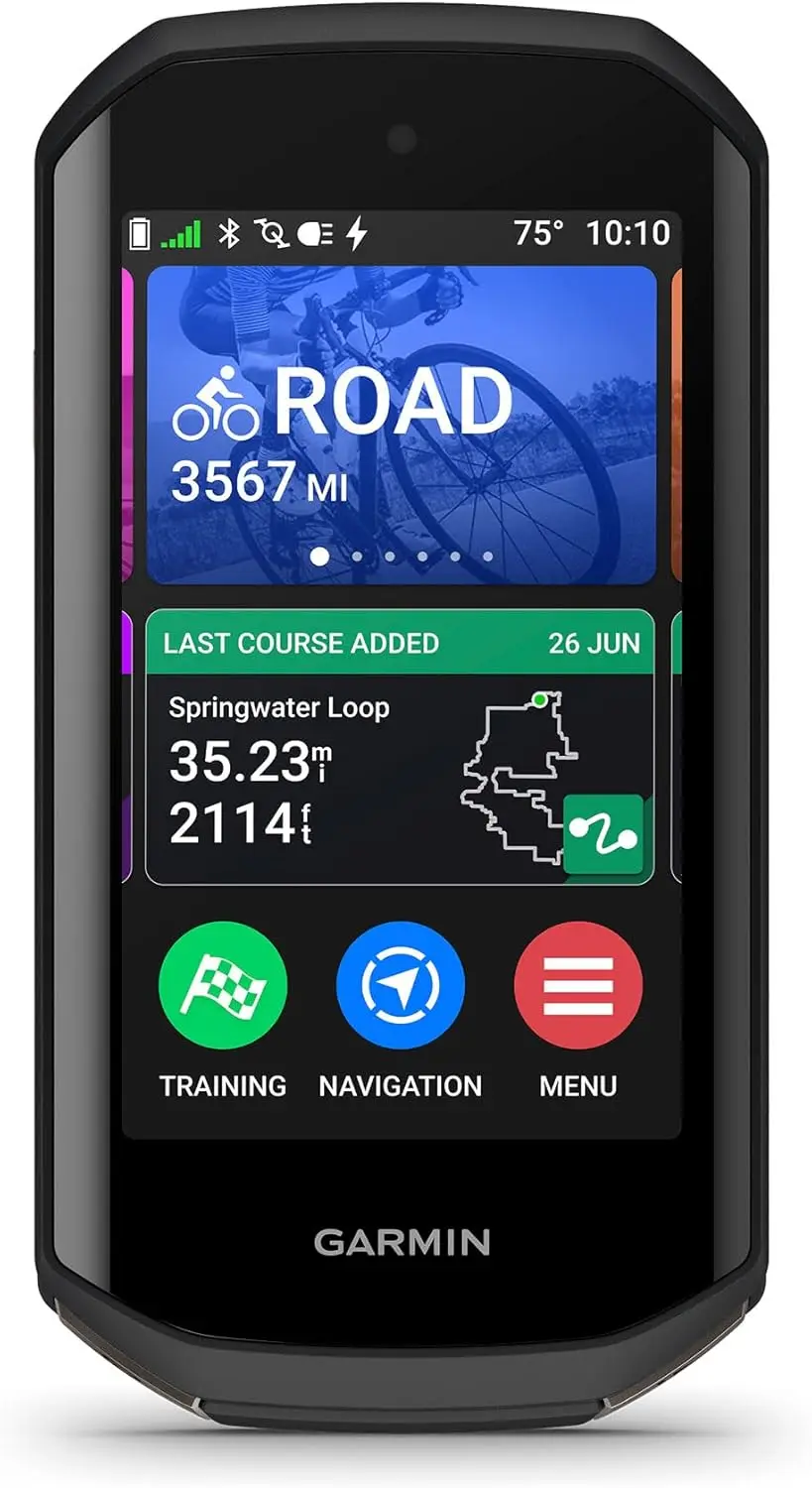 Premium Cycling Computer, Vivid Color Touchscreen Display, , Advanced Training and Group Ride Features, Road Hazard Alerts