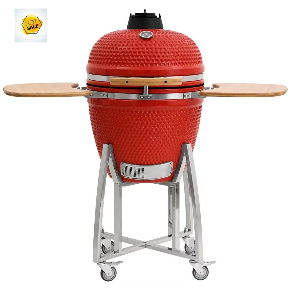 

Ceramic Grill Charcoal Grill And Smoker Outdoor Kitchen Bbq With Accessories Red