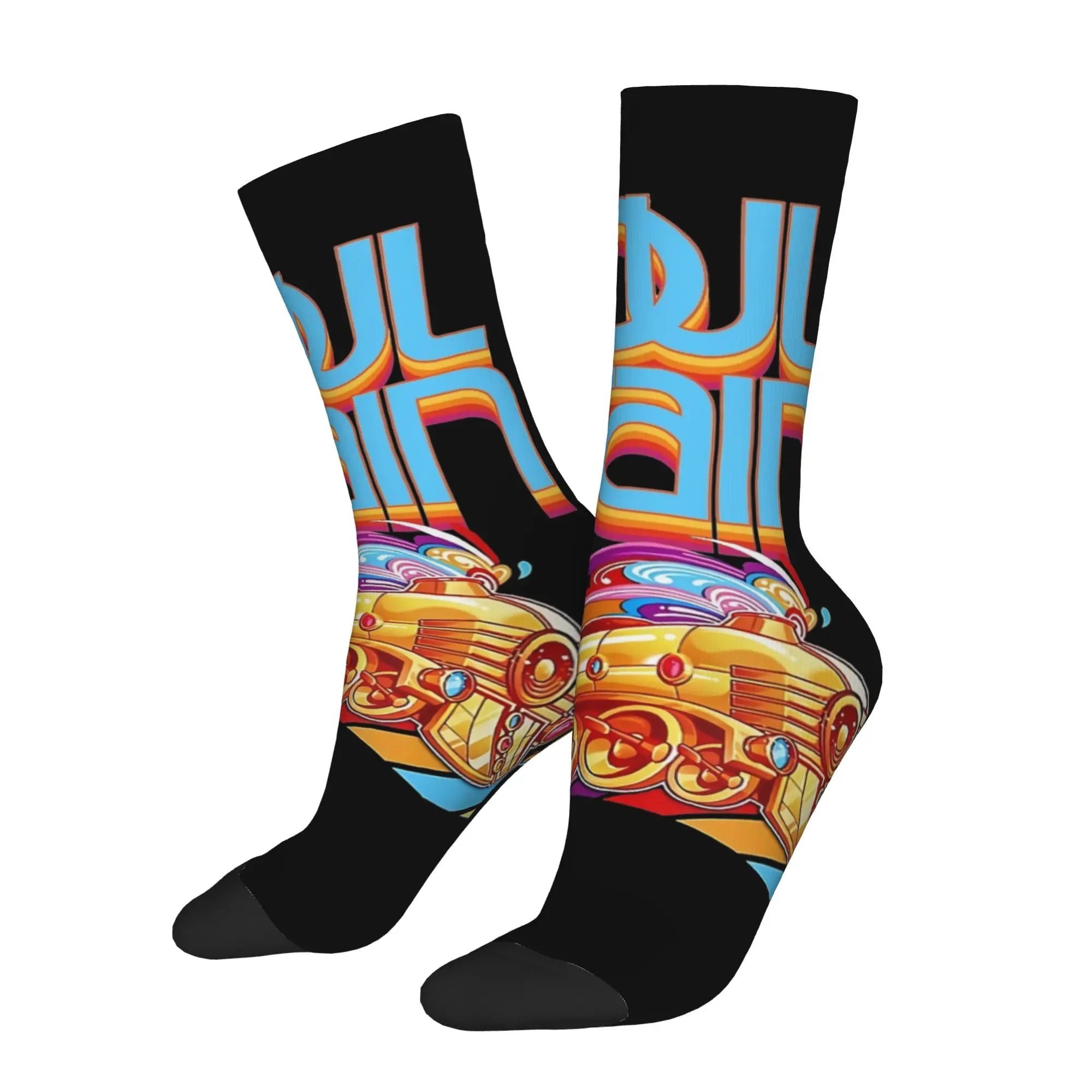 1 Par de Calcetines Divertidos para Hombre, Estilo Vintage Harajuku, con Diseño de Soul Train, Estilo Urbano, con Patrón Novedoso