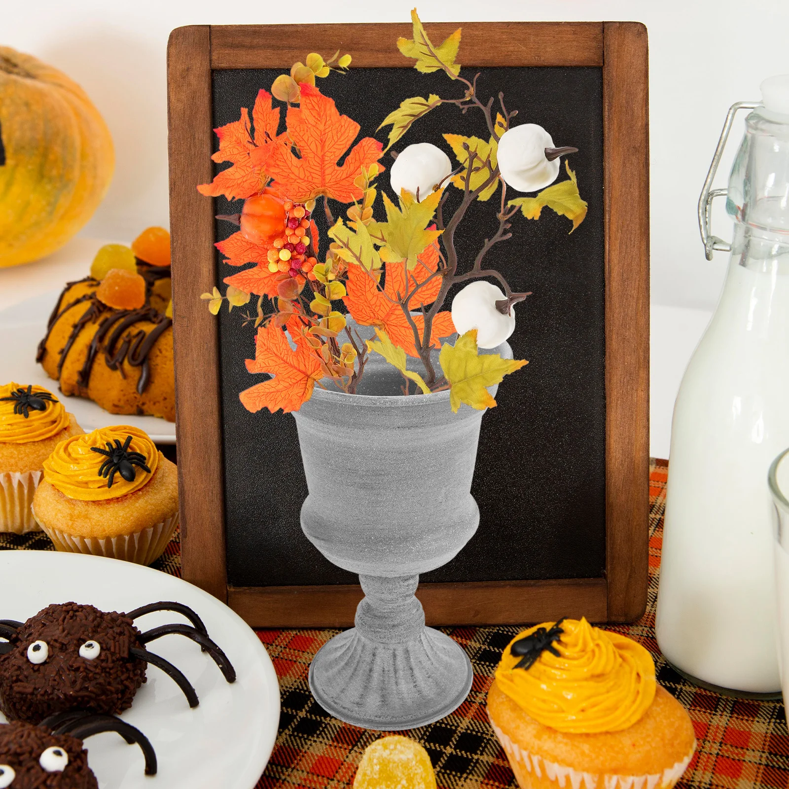 

2pcs Fake Pumpkin Maple Leaves Picks Thanksgiving Vase Filler Table Centerpiece Autumn Faux Decorative Branches Farmhouse Home
