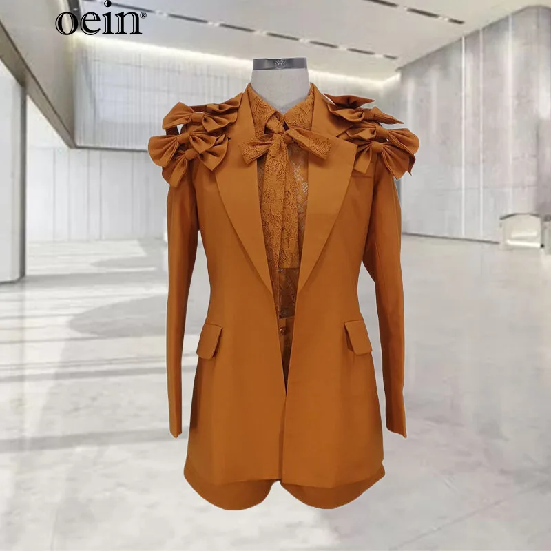 [oein] 2024 Autumn Celebrity Style Fashionable Slim Fit Suit Jacket Lace Top, Spring Autumn New Women's Fashion Suit