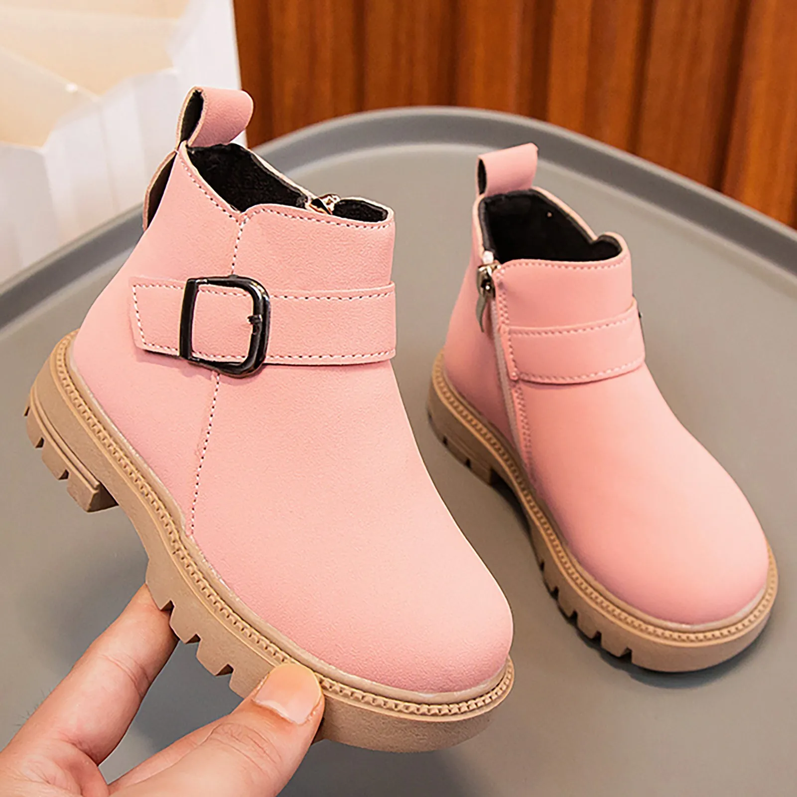 Winter Children Fashion Non-slip Casual Boots New Autumn Girls Ankle Boots Kids School Shoe PU Leather Boys Warm Shoes