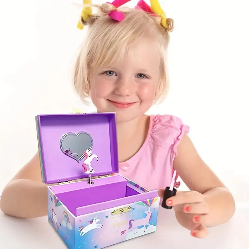 Jednorożec mechaniczna pozytywka pudełko do przechowywania biżuterii organizer na biurko śliczna mała dziewczynka prezent pierścionek/naszyjnik/bransoletka/etui do przechowywania kolczyków