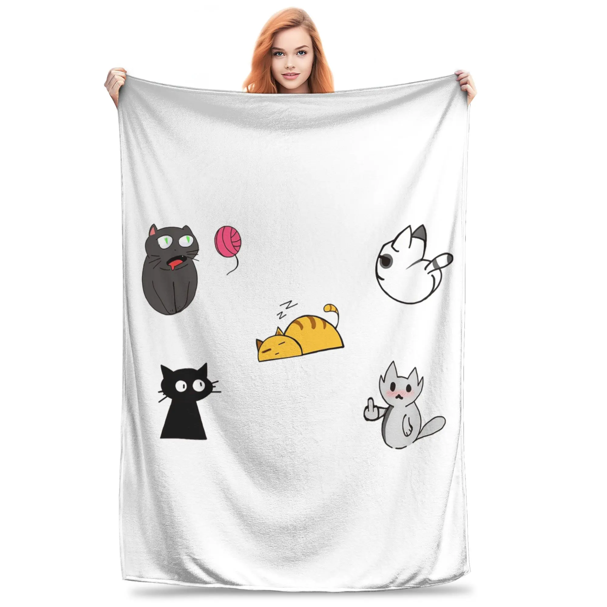 Cat stickers sheet Blanket Warm Fleece Sofa Throw Blanket for Home Bedroom Office Throws Bedspread Quilt