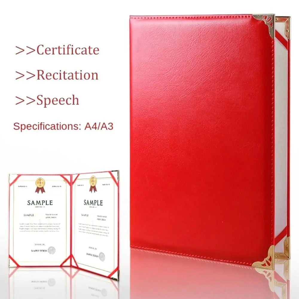 Signieren Contract A3 A4 Kunstdruckpapier Hardcover Hosted Speech Plüschoberfläche PU-Leder verdicken Poesie Lesezertifikat Cover