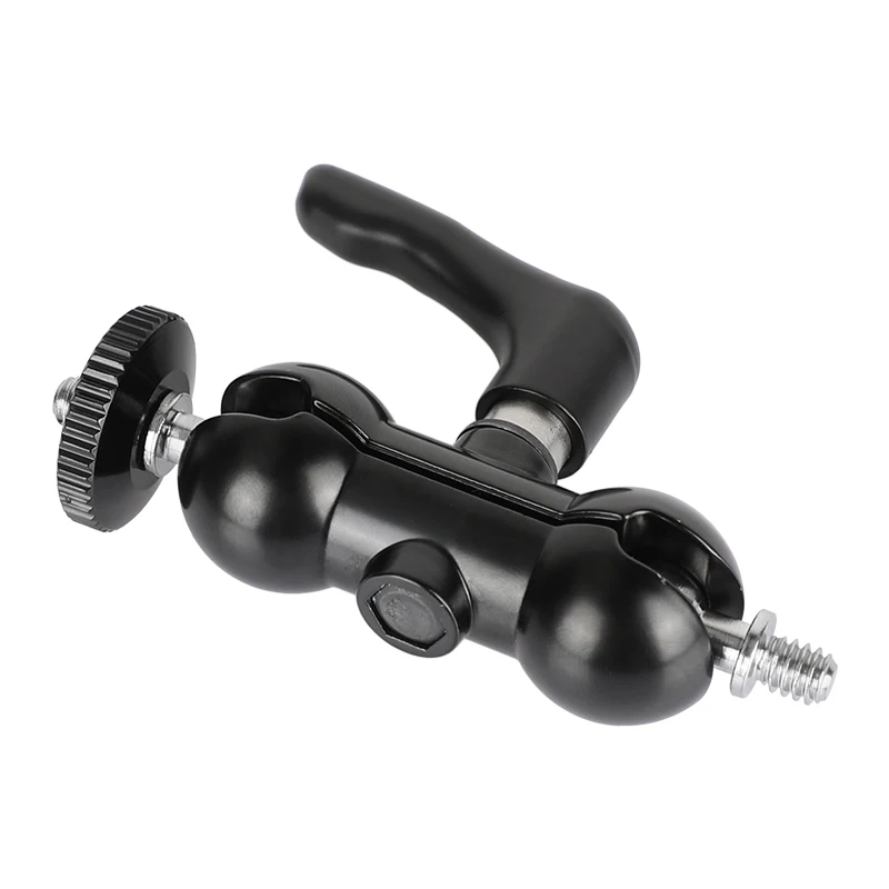 HDRIG-soporte de cabeza de bola mejorado, doble extremo, rosca 1/4-20, con perilla de bloqueo Central súper robusta, para linterna/Monitor de cámara DSLR