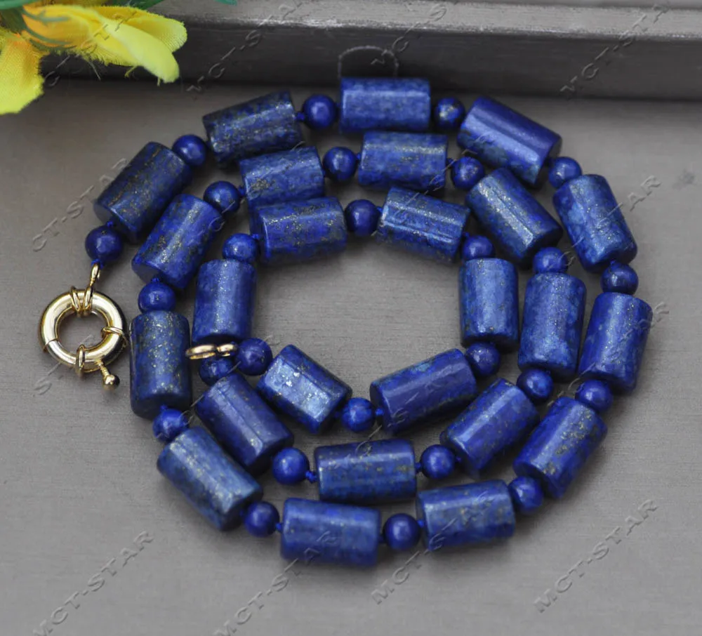 

MTC·STAR Z13383 23'' 15mm Blue Cylindrical Round Lapis-Lazuli Necklace Custom Jewelry