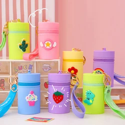 Cute Bucket Bag Portable Bucket Coin Purse Silicone Coin Bag Sundries Storage Bag Women's Bag with Pendant Keychain