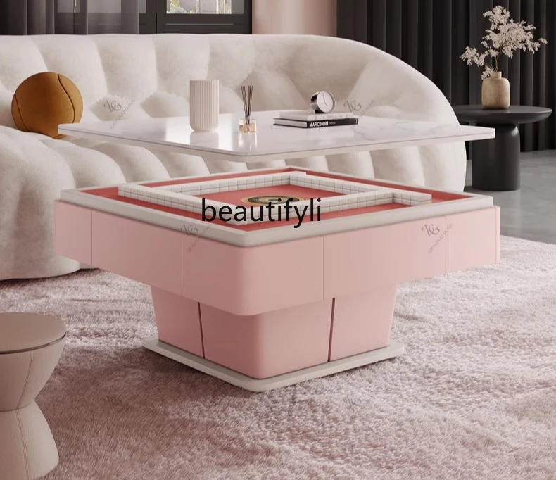 Solid wood lifting mahjong table coffee table dual-purpose integrated living room multi-function automatic mahjong machine