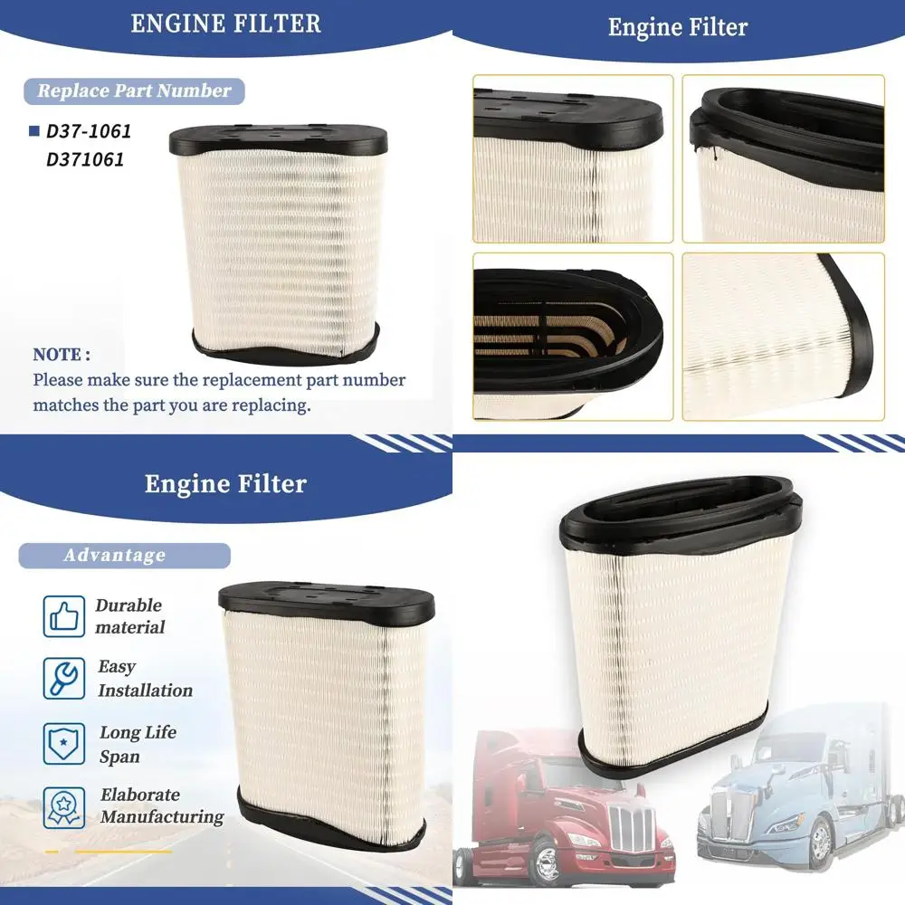 

Фильтр двигателя D37-1061, совместимый с моделями Kenworth T680 и Peterbilt 579 2023 года, заменяет D371061