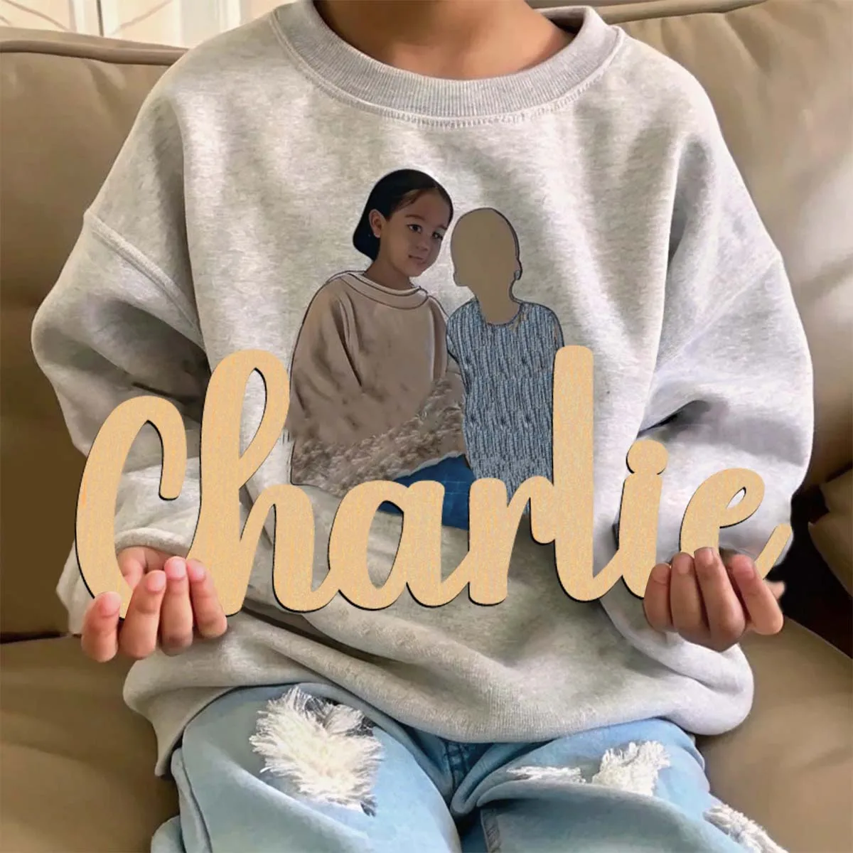 1pc Diy Charlie example Customizable Text Wooden Decor Wood Material Wooden Sign Vertical Orientation Door Hanging Decor
