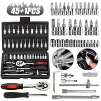2025 New 46-piece Auto Repair Combination Ratchet Wrench Toolbox, Auto Maintenance Vehicle-mounted Socket Repair Set