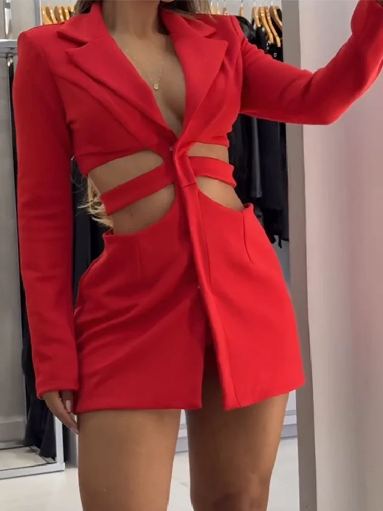 Stijlvolle uitgeholde jurk met V-hals en slanke shorts Set Dames zomermode Sexy tweedelige outfit Casual elegant pak met lange mouwen