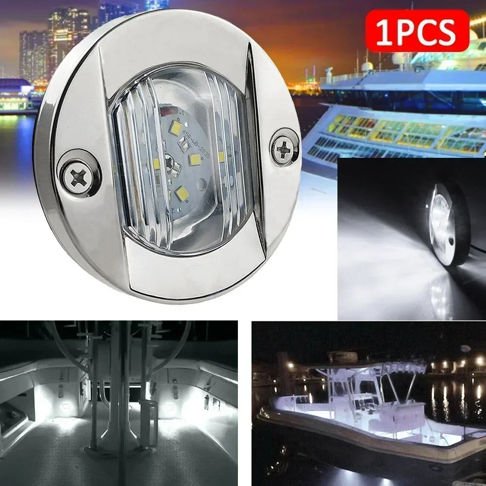 1x Marine Boat Lights 6 LED Stern Light Waterproof Courtesy Light 12V Round Yacht Light Boat Accessories