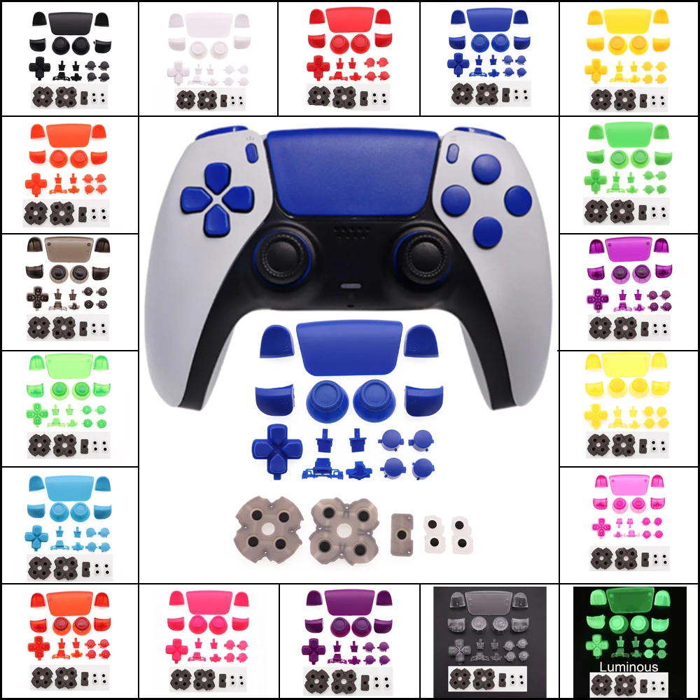Полный набор кнопок L1 R1 L2 R2 триггер D-pad для контроллера PS5 стики для большого пальца крышка джойстика Проводящая резина