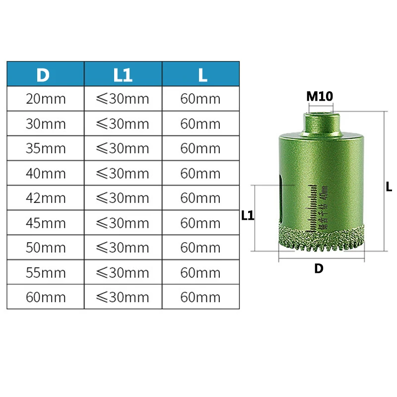 Imagem -03 - Serrilhada a Seco Perfuração Abridor de Furos Brasadas Sawtooth Broca Usado para M10 Angle Grinder Rock Slab Mármore Quartzito Granito Telha