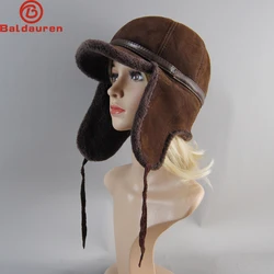 Hot High Quality Real Fur Hat Lamb Wool Winter Bomber Hats For Men Earflaps 2026 Luxury Autumn Warm Ushanka Russian Hat Snow Cap