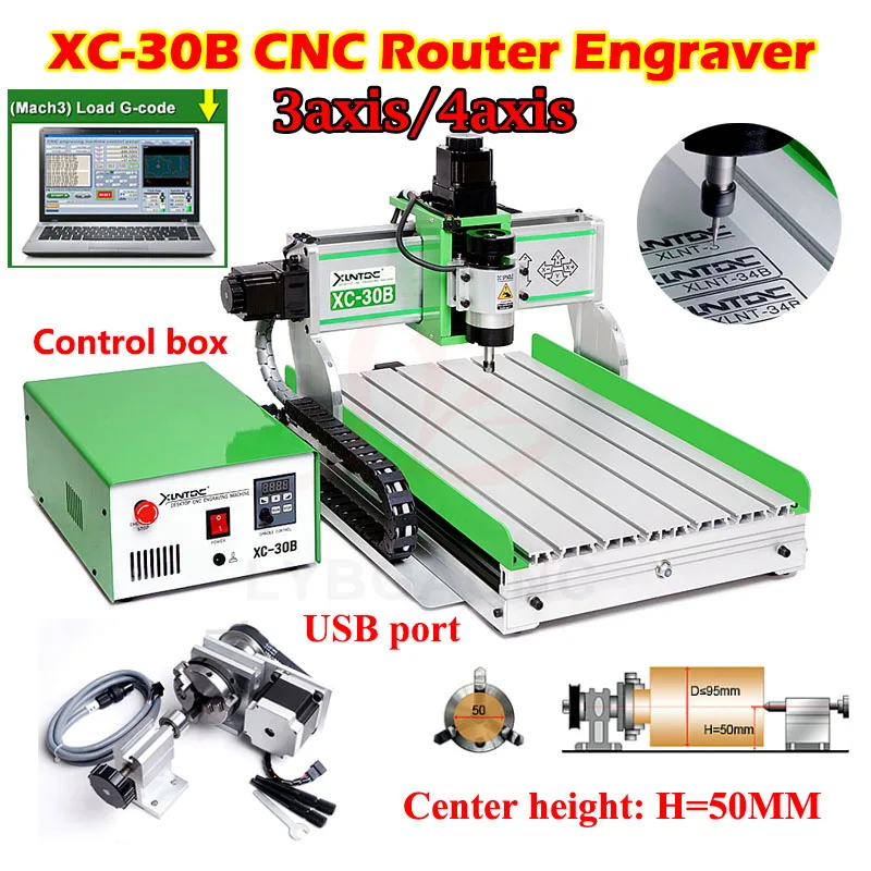 

LY CNC Router XC-30B Engraver 3/4axis USB Port Drilling Milling Machine Mach3 for Metal Woodworking PCB Engraving 385X275mm