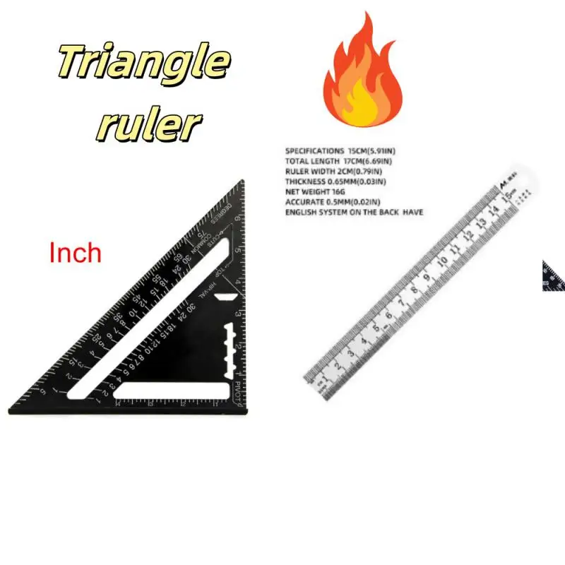 

Треугольная линейка, столярная квадратная линейка 7 дюймов, из алюминиевого сплава, для измерения угла, деревообработки
