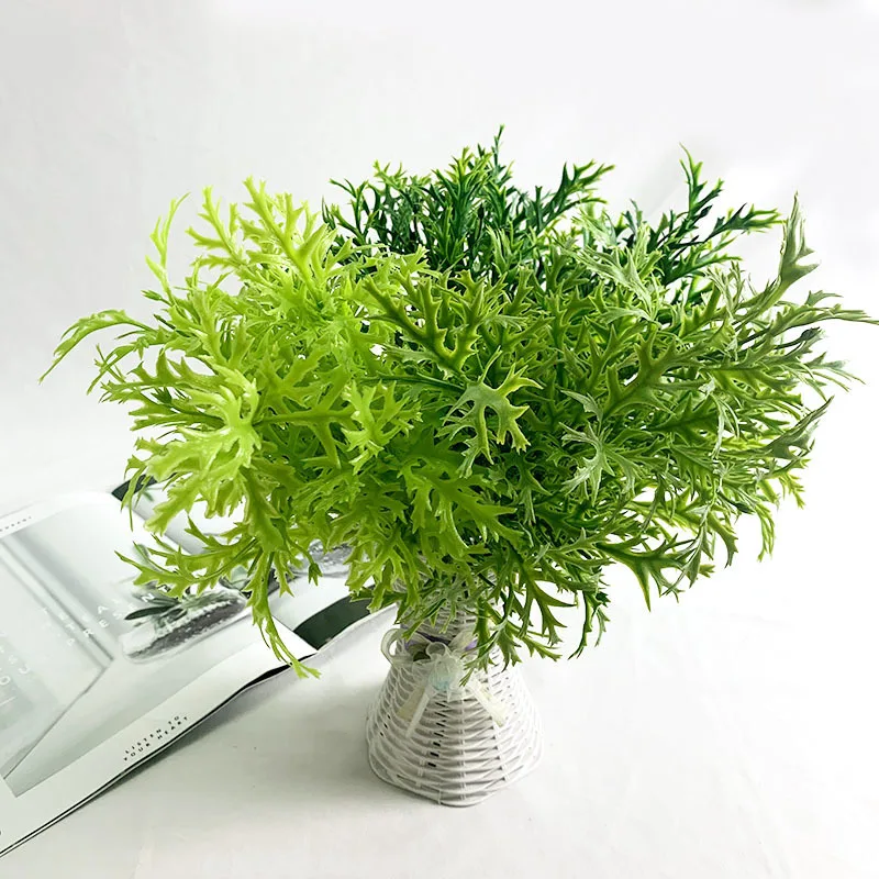 

Artificial Mugwort Green Plant, Plastic Grass Material, Tropical Plants, Water Grass Bundle , Landscape Wall, Home Decoration