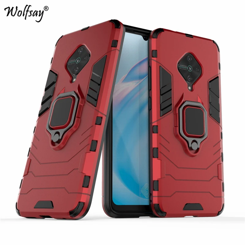 For Vivo V17 Case Vivo V17 Shockproof Rubber Kickstand Ring Holder Back Phone Case Vivo V19 V20 V21 Y9S Y7S X50 X60 Y70 Y50 Y30