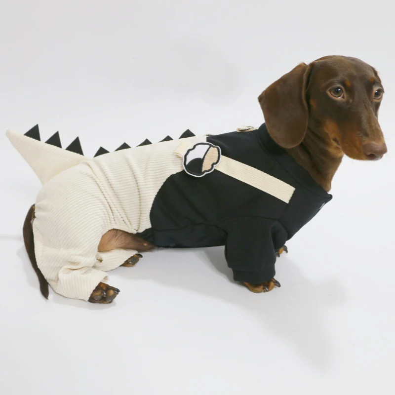 Dinosaur Shape Dog Sausage Hoodie for Small Dog Wiener Badger Dachshund Pullover Mascotas Costume Clothing roupa cachorro