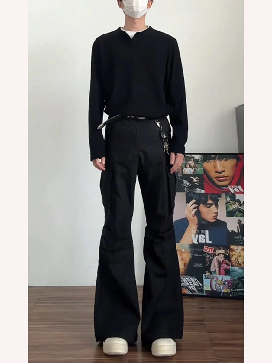 

Мужские повседневные брюки Bla в американском стиле с плиссировкой, осенне-зимние, высококачественные, модные, свободного кроя, длинные брюки Cleanfit