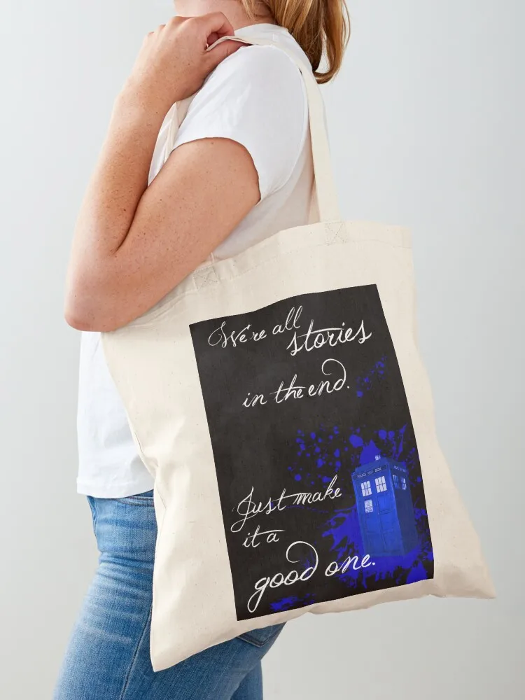 

We're All Stories in the End (black) Tote Bag Handbags Gift bags Women's shopper shopping bags foldable