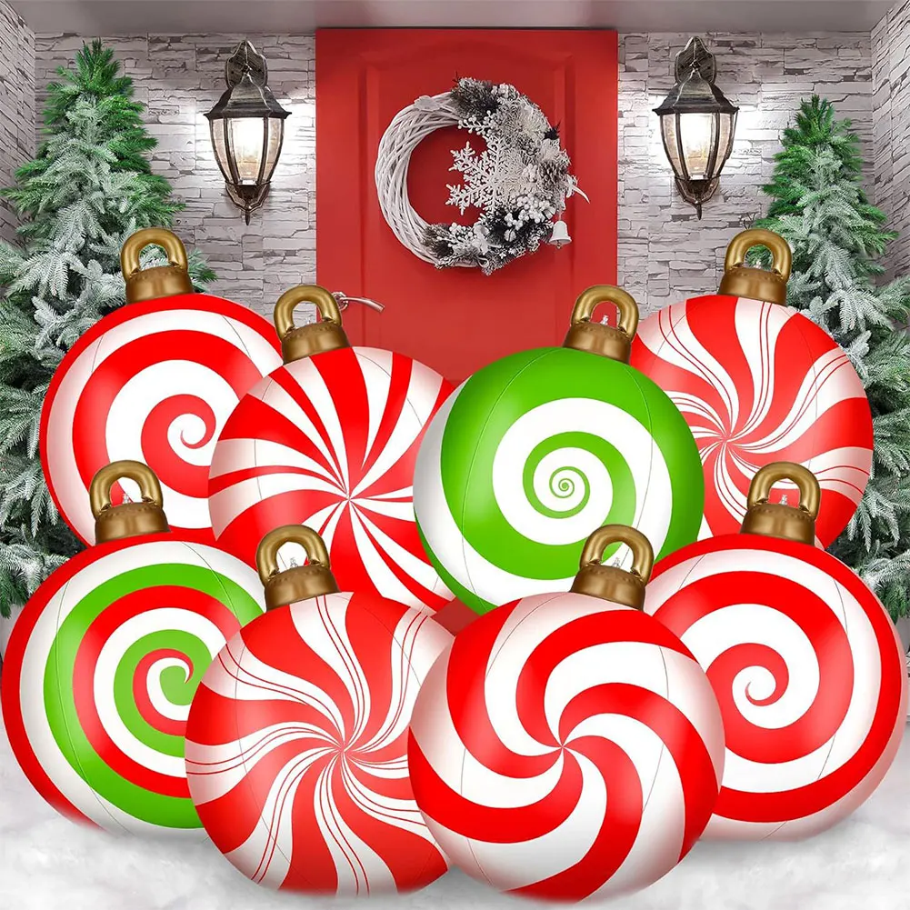 

24 Inch Inflatable Christmas Balls New Years Christmas Ornaments with Lights PVC Giant Inflatable Christmas Balls Holiday Decor