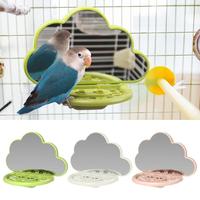 Parrot Cloud Mirror Stand Bird cage landscaping bird toys Bird Perch Stand Cockatiel Mirror with Feeding Cup Bird Cage Accessory