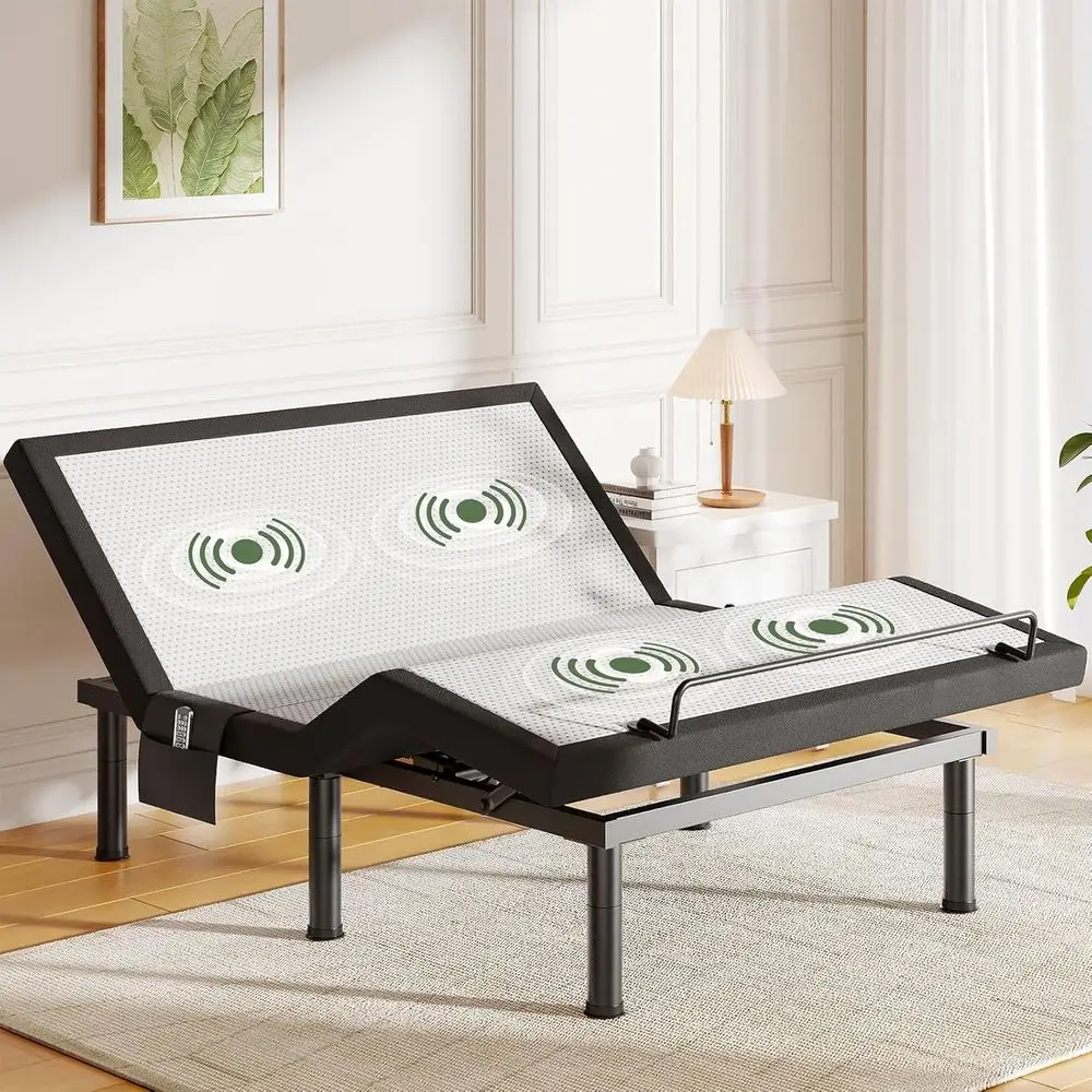 

Регулируемая массажная кровать с беспроводным пультом, электрической основой, регулировкой наклона ног, функцией невесомости, 4 USB-портами, ночником, 3 уровнями регулировки высоты